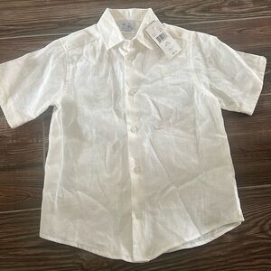 NWT Florence Eiseman, short sleeved, collared linen camp shirt, size 7